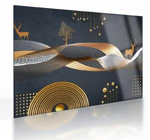 Kép - Grafika szarvassal (üvegen) (70x50 cm)