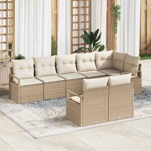 Kerti Kanapé Szett párnával 8 pcs Beige és Fehér polirattan