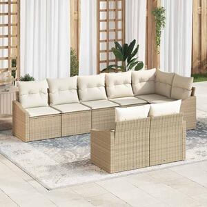 Kerti Kanapé Szett párnával 8 pcs Beige és Fehér polirattan