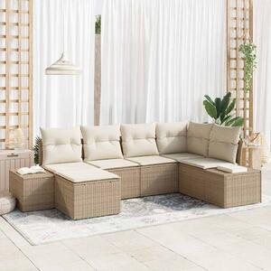 Kerti Kanapé Szett párnával 6 pcs Beige és krém polirattan