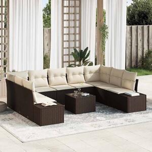 Kerti Kanapé Szett párnával 9 pcs Barna és Krém Polyrattan