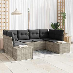 Kerti Kanapé Szett tárolóval 6 pcs Világosszürke Poli rattan
