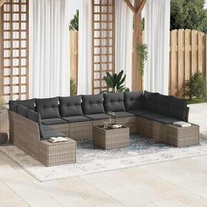 Kerti Kanapé Szett párnával 10 pcs Szürke Polyrattan