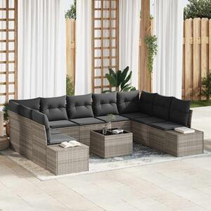 Kerti Kanapé Szett párnával 9 pcs Világosszürke Polyrattan