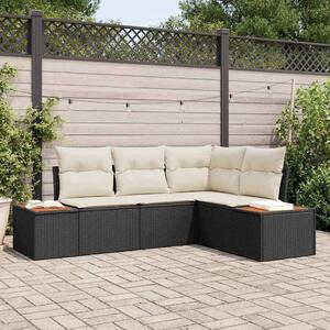 Kerti Kanapé Szett 4 pcs Fekete és krémszínű 209 x 154 x 85 cm