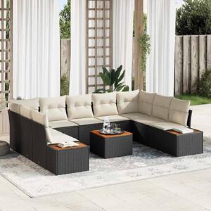 Kerti Kanapé Szett párnával 5 pcs Fekete és Krém Polyrattan