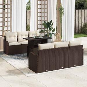 Kerti Kanapé Szett párnával tárolóval 7 pcs Barna Poly Rattan