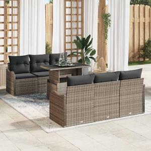 Kerti Kanapé Szett párnával tárolóval 7 pcs Szürke Poly Rattan