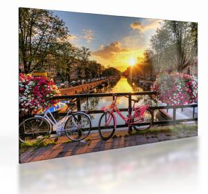 Kép - Napkelte Amszterdamban (üvegen) (70x50 cm)