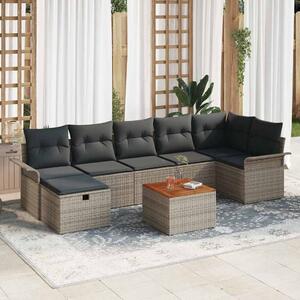VidaXL Kerti Kanapé Szett 8 pcs Szürke polirattan
