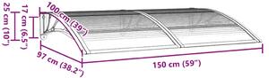 VidaXL szürke polikarbonát ajtóelőtető 150 x 100 cm