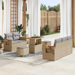 Kerti Kanapé Szett párnával 8 pcs Beige és Világosszürke