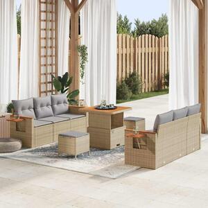 Kerti Kanapé Szett párnával 9 pcs Beige és Világosszürke