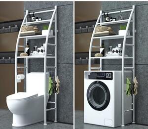 3 szintes fém fürdőszobai polcrendszer mosógép fölé, fehér - 166 cm (vitorla)