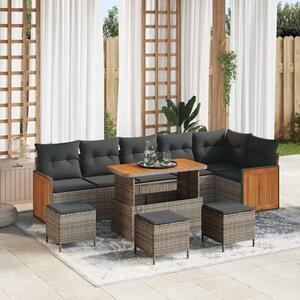 Kerti Kanapé Szett párnával 12 pcs Szürke polirattan