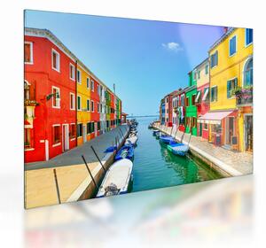 Kép - Burano sziget, Velence, Olaszország (üvegen) (70x50 cm)