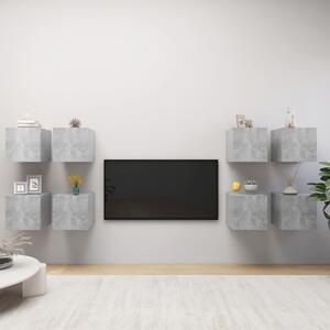 8 db betonszürke falra szerelhető TV-szekrény 30,5 x 30 x 30 cm