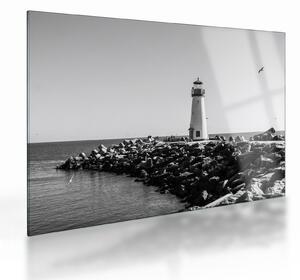 Kép - Világítótorony a tengerparton, Santa Cruz, California (üvegen) (70x50 cm)