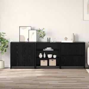 Széf 3 pcs Musta tammi 70 x 41 x 75 cm Faanyag