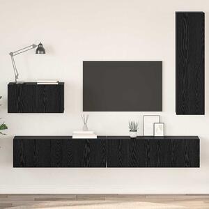 Fali TV Szekrény 4 pcs Musta tammi 200 x 30 x 30 cm Műanyag Fa