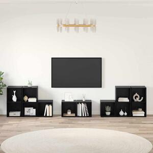 TV Szekrény Szett 8 pcs Fekete tölgy 37 x 35 x 72 cm Faanyag