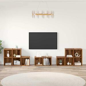 TV Szekrény Szett 8 pcs Öreg fa 37 x 35 x 72 cm Faanyag