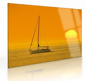 Kép - Csónak a tenger közepén (üvegen) (70x50 cm)