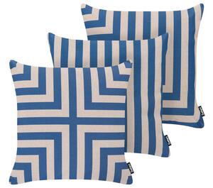 3 kültéri párna készlet APIOS Geometrikus mintás 45 x 45 cm Bézs/kék