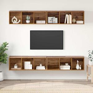 Fali TV Szekrény 4 pcs Régi fa 37 x 37 x 107.5 cm Műanyag Fa