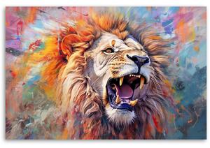 Gario Vászonkép Hatalmas oroszlán és színek Méret: 60 x 40 cm
