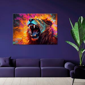 Gario Vászonkép Színes dühöngő oroszlán Méret: 60 x 40 cm