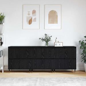 Oldalszekrények 3 pcs Musta tammi 180 x 35 x 70 cm Faanyag