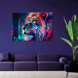 Gario Vászonkép Töprengő színes oroszlán Méret: 60 x 40 cm