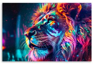 Gario Vászonkép Töprengő színes oroszlán Méret: 60 x 40 cm