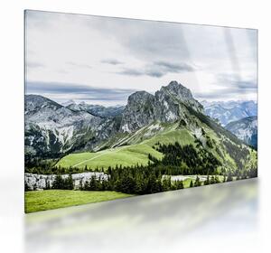 Kép - hegycsúcsok (üvegen) (70x50 cm)