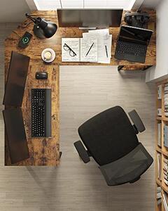 Sarok íróasztal két polccal, ipari stílusban