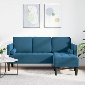 VidaXL Kerti Kanapé Párnákkal L-alakú Kék Bársony, vidaXL L-alakú kanapé Kék 173x131x67 cm Bársony, vidaXL Pad Kék 113x57x39 cm Bársony