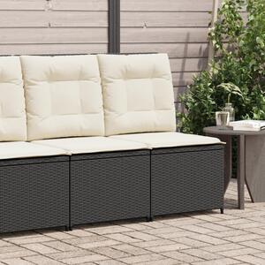 Fekete polyrattan dönthető kerti kanapé párnákkal