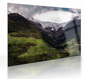 Kép - Völgy a hegyek alatt (üvegen) (70x50 cm)
