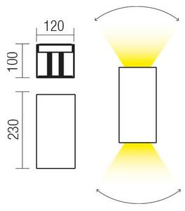 Kültéri LED falilámpa, VARY, 23x12 cm, antracit