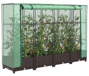 Rattan megjelenésű magaságyás melegháztakaróval 160x40x123 cm