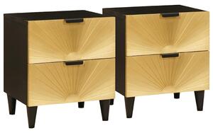 Éjjeliszekrény 2 pcs Fekete és Arany 40 x 33 x 46 cm Szerelt Fa