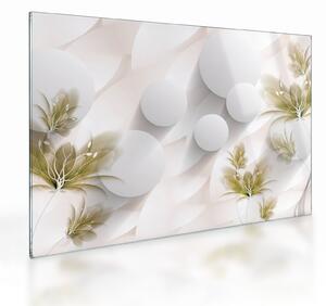 Kép - 3D körök virágokkal (üvegen) (70x50 cm)