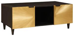 Dohányzóasztal Fekete és Arany 100 x 54 x 40 cm tömör mangófa