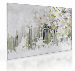 Kép - Fehér virágok, vintage (üvegen) (70x50 cm)