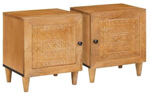 Éjjeli asztal 2 pcs Világosbarna 40 x 33 x 46 cm tömör mangófa