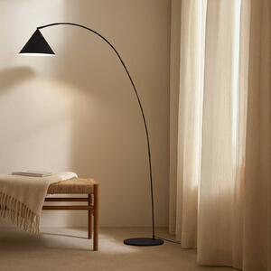 Lindby ívlámpa Triangolo, fekete, magasság 195 cm, fém E27, Fekete, Nappali / Étkező, fém, Modern