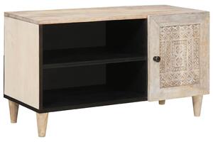 TV szekrény polcokkal Fehér 80 x 33 x 46 cm tömör mangófa