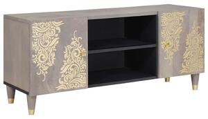 TV szekrény Szürke és Arany 105 x 33.5 x 46 cm Tömör mangófa