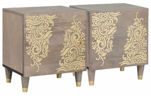 Éjjeliszekrény 2 pcs Szürke 40 x 33 x 46 cm tömör mangófa